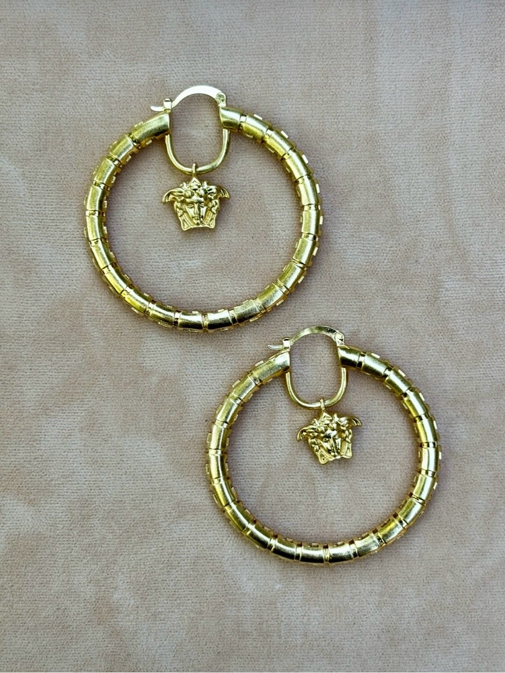 Vintage Versace Gold-Tone Medusa Hoop Earrings - Women Jewelry - Picture 5 of 11